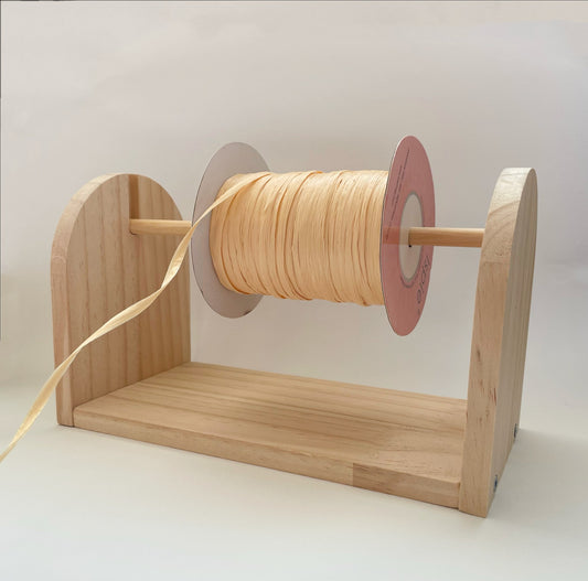 Wood raffia holder , crochet yarn holder